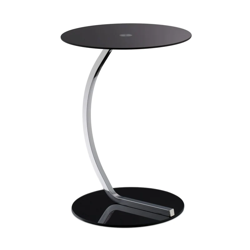 Table d'appoint ronde multifonctionnelle design moderne 50 x 50 x 50 cm en verre noir 13_0008393