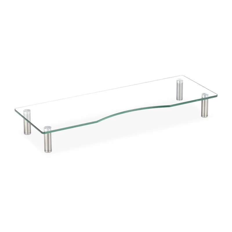 Support écran réglable ergonomique bureau design moderne 70 x 24 cm en verre transparent 13_0008680