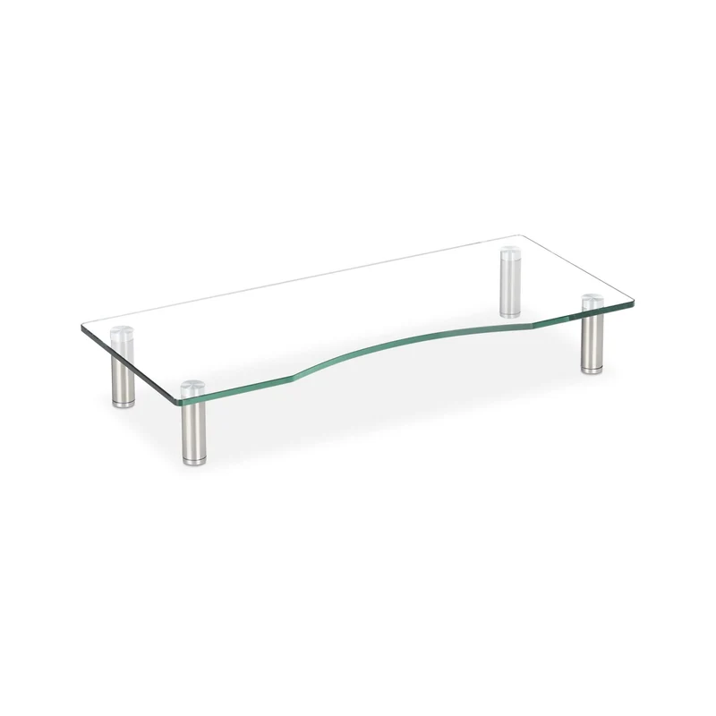 Support écran réglable ergonomique bureau design moderne 70 x 24 cm en verre transparent 13_0008679