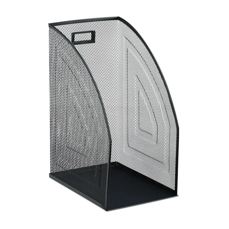Porte-revues design épuré bureau format A4 32 x 16 x 24,5 cm en métal noir 13_0007804