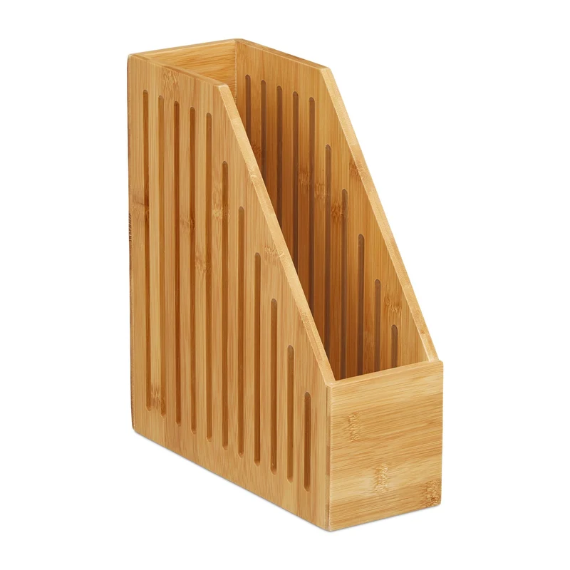 Porte-revues moderne pour bureau rangement A4 33 x 26 x 25 cm en bambou naturel 13_0007667