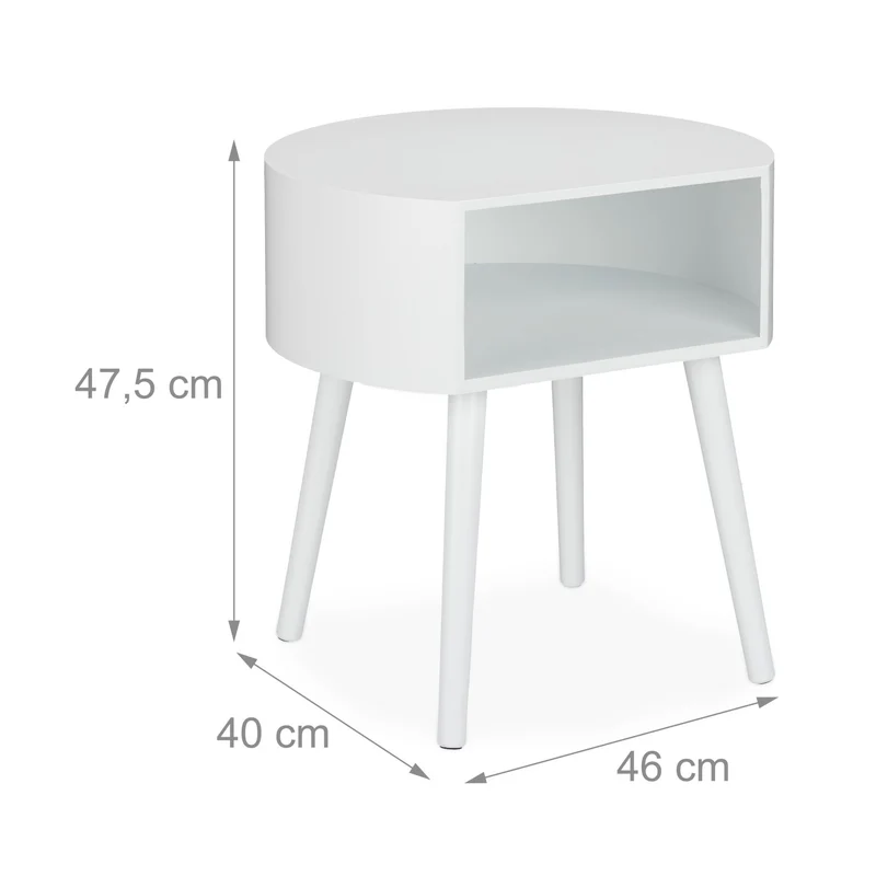 Table d'appoint ronde avec casier rangement salon 70 x 70 x 45 cm en bois blanc 13_0008168