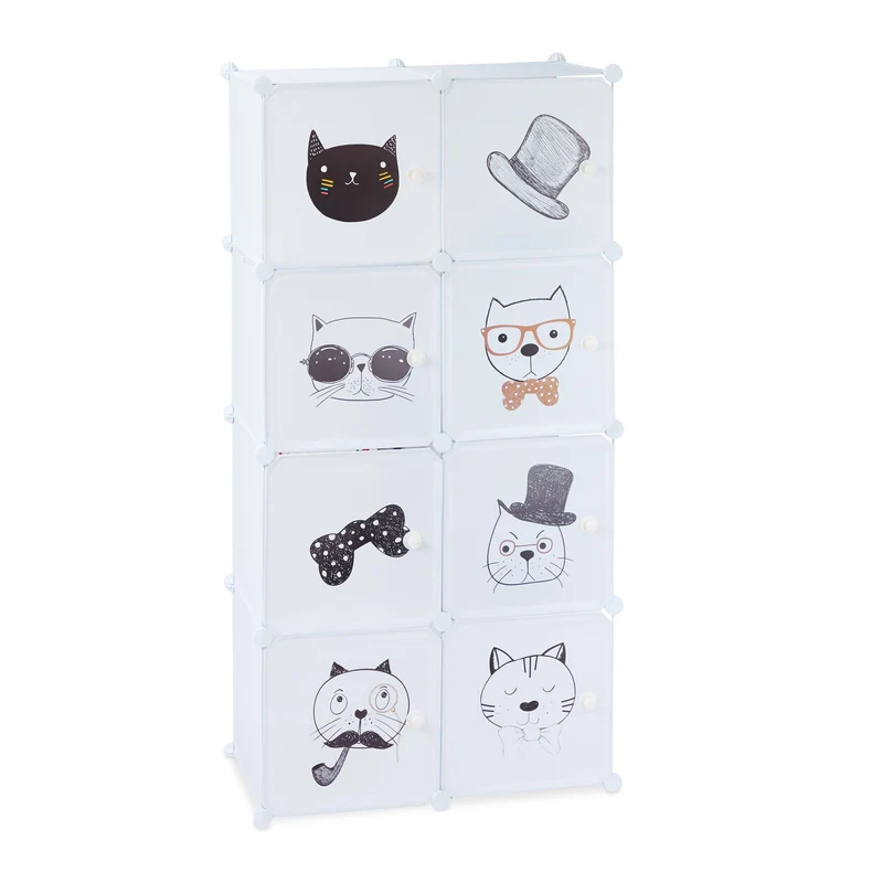 Etagère emboîtable pour enfants organisée adaptée 80 x 30 x 120 cm en matériau stable blanc 13_0007263