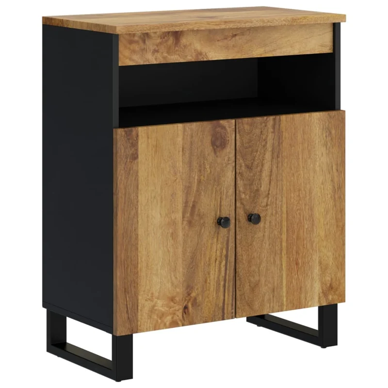 Buffet bahut commode armoire meuble de rangement organisateur cuisine salle de séjour salon avec 2 portes 60 x 33 x 75 cm bois massif de manguier marron 02_0029729