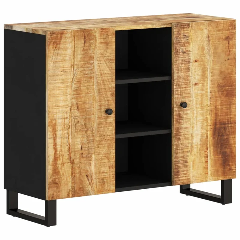 Buffet bahut commode armoire meuble de rangement organisateur cuisine salle de séjour salon avec 2 portes 90 x 33 x 75 cm bois massif de manguier marron 02_0029730