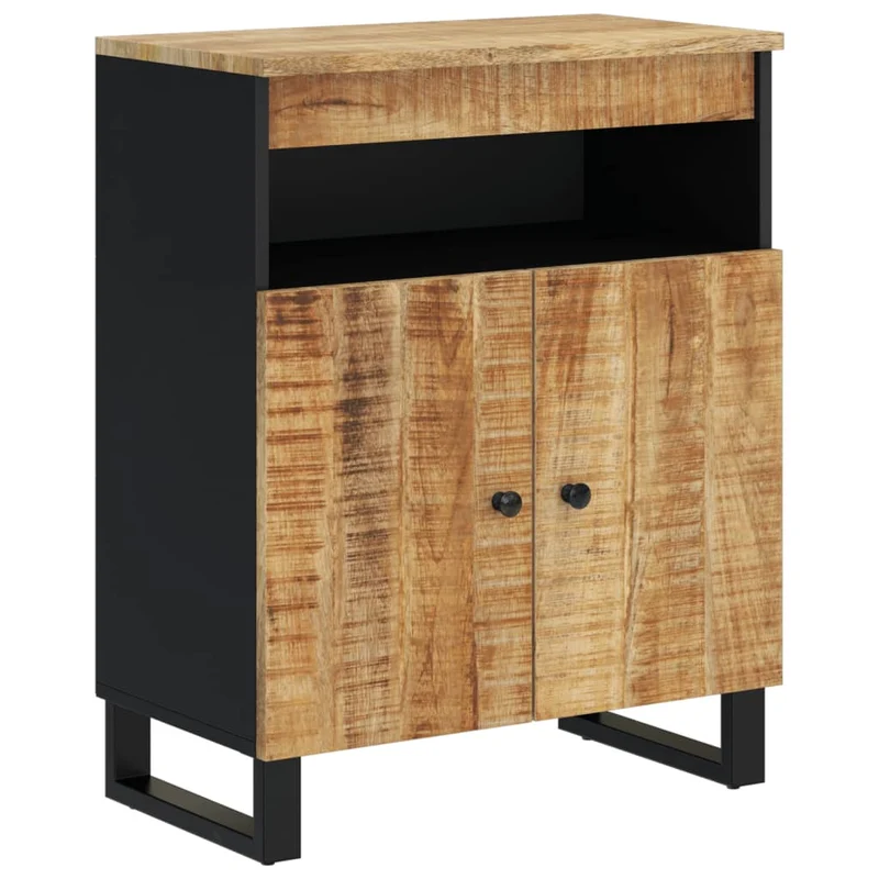 Buffet bahut commode armoire meuble de rangement organisateur cuisine salle de séjour salon avec 2 portes 60 x 33 x 75 cm bois massif de manguier marron 02_0029728