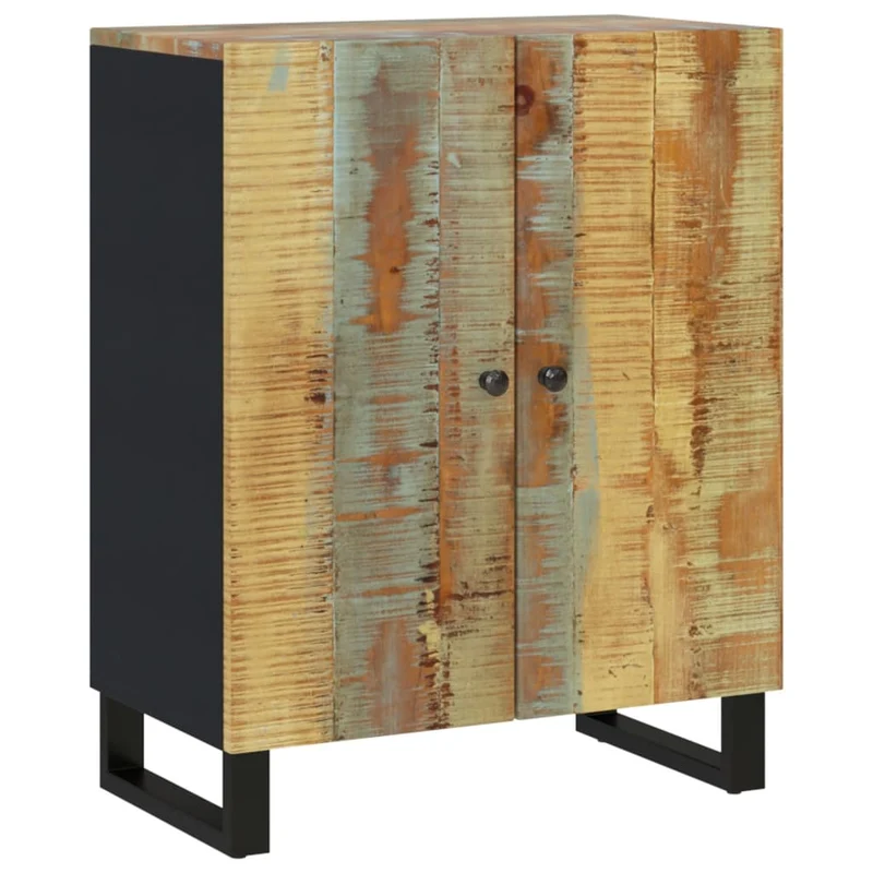 Buffet bahut commode armoire meuble de rangement organisateur cuisine salle de séjour salon 60 x 33 x 75 cm bois massif de récupération marron 02_0029614