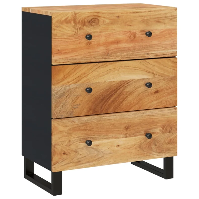 Buffet bahut commode armoire meuble de rangement organisateur cuisine salle de séjour salon 60 x 33 x 75 cm bois massif d'acacia marron 02_0029610