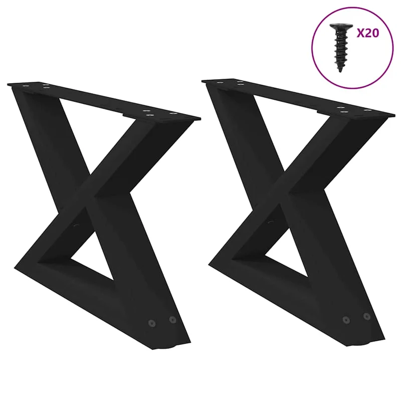 Lot de 2 pieds de table basse réglables design moderne 60 x 30 cm en acier noir 02_0056974