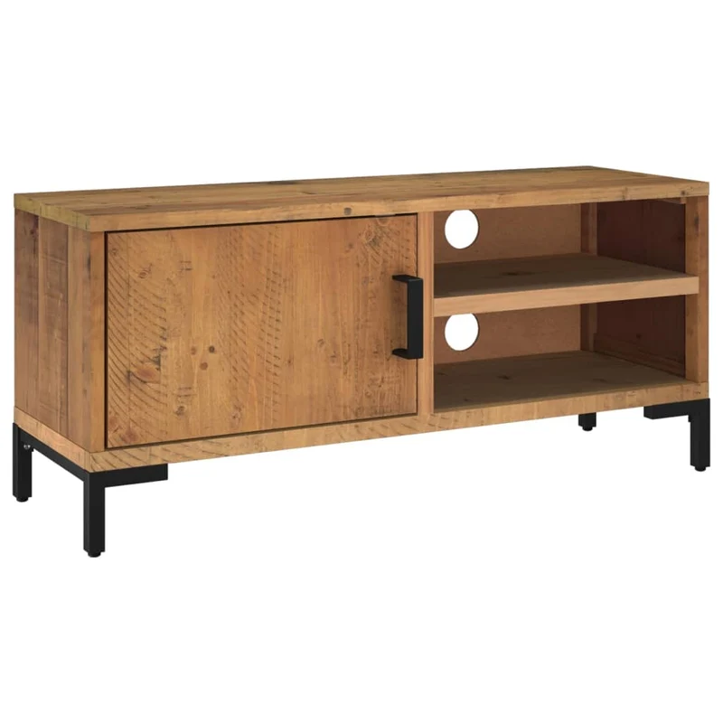 Meuble TV multimédia étagère télévision buffet téléviseur salle à manger salon chambre 90 x 30 x 40 cm bois de pin massif brun 02_0026332