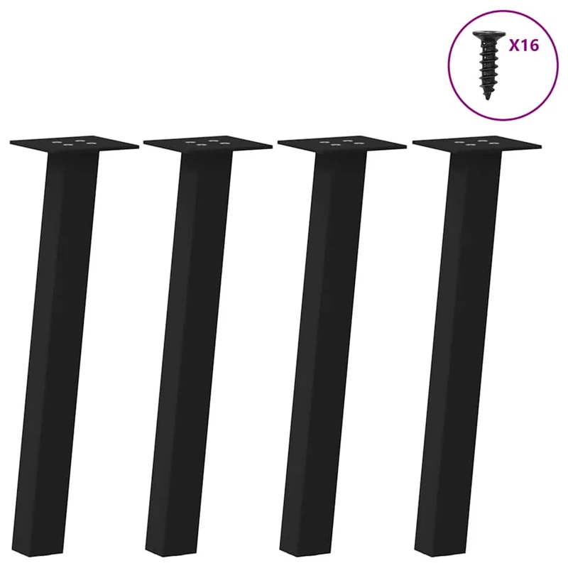 Lot de 4 pieds de table basse 42 cm style moderne design épuré avec patins en acier noir 02_0056785