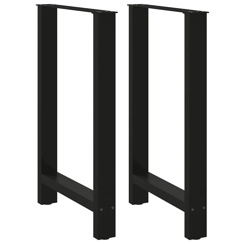 Lot de 2 pieds de table de bar carrés réglables 60 x 90 cm design moderne salon en acier noir 02_0057572