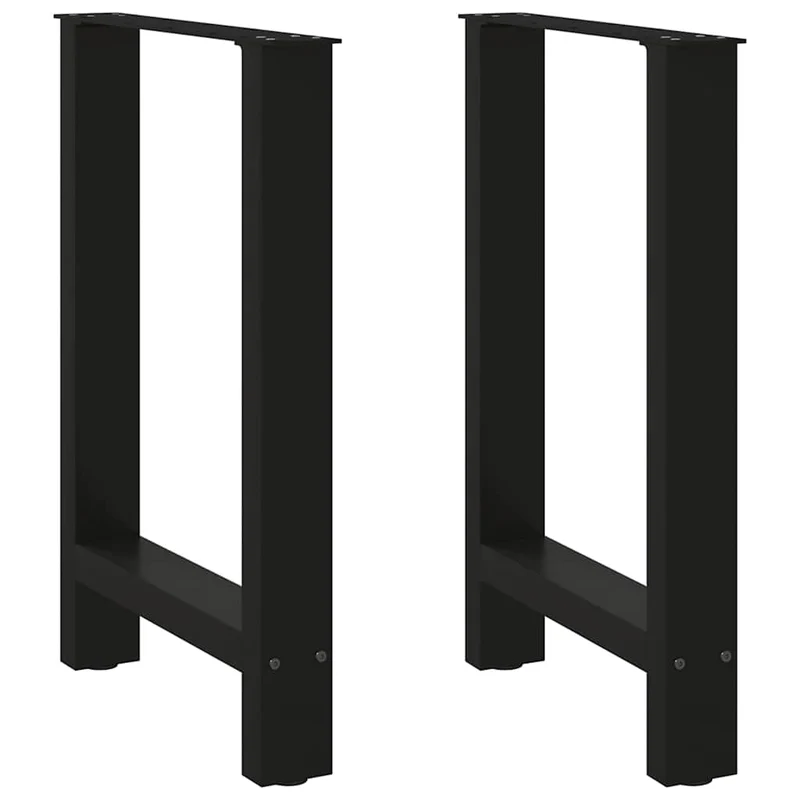 Lot de 2 pieds de table à manger carrés modernes ajustables 50 x 72-73 cm en acier noir 02_0057540