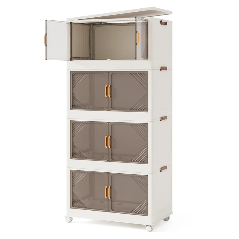 Bacs de rangement pliables lot de 4 à 65 x 39 x 36 cm pour un accès facile, design moderne en pp blanc 20_0010482