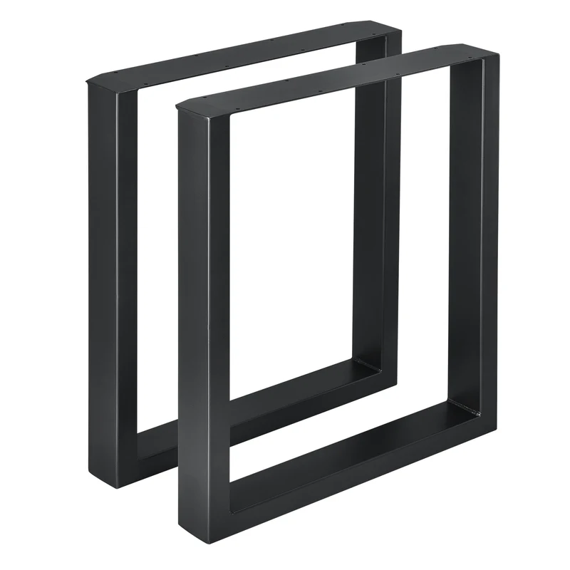 Lot de 2 pieds de table de meuble rectangulaire table à manger métal 60 x 72 cm noir 03_0003668