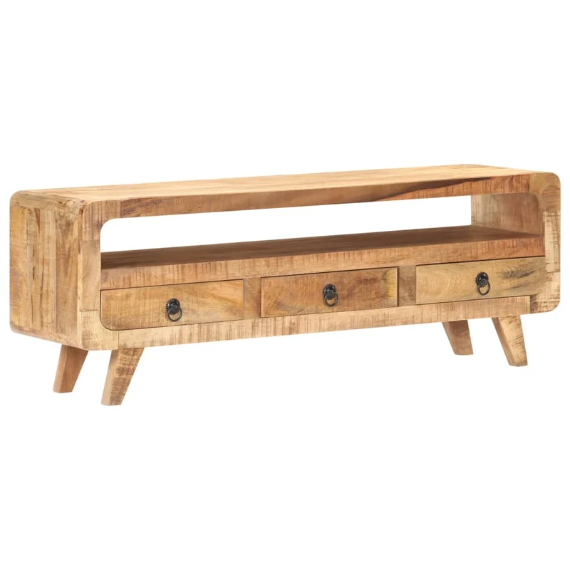 Meuble TV multimédia étagère télévision buffet téléviseur salle à manger salon chambre 117 x 30 x 41 cm bois de manguier massif brut brun 02_0025798