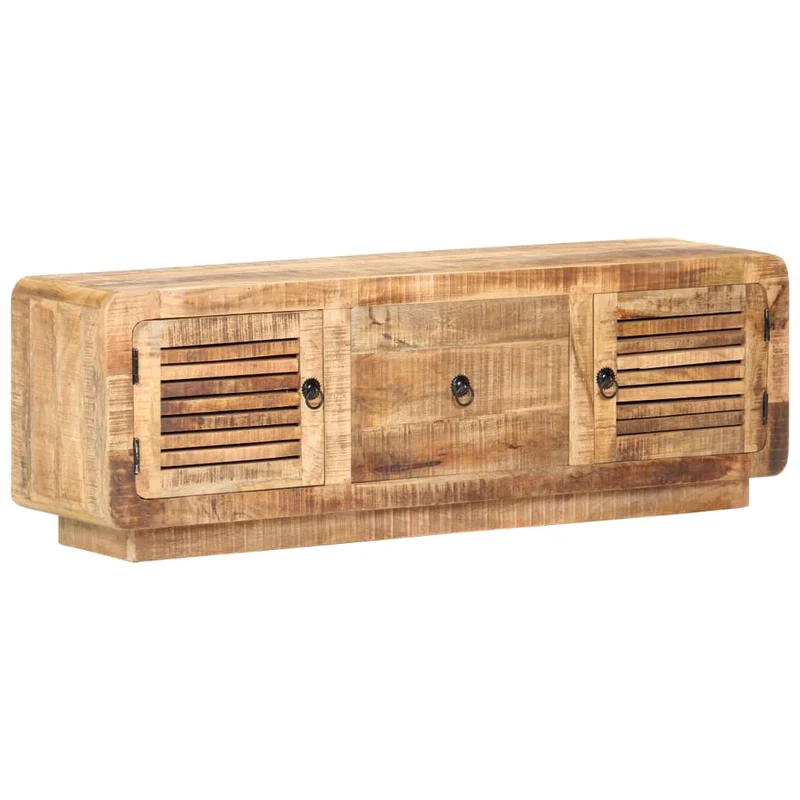 Meuble TV multimédia étagère télévision buffet téléviseur salle à manger salon chambre 120 x 30 x 40 cm bois de manguier brut brun 02_0025820