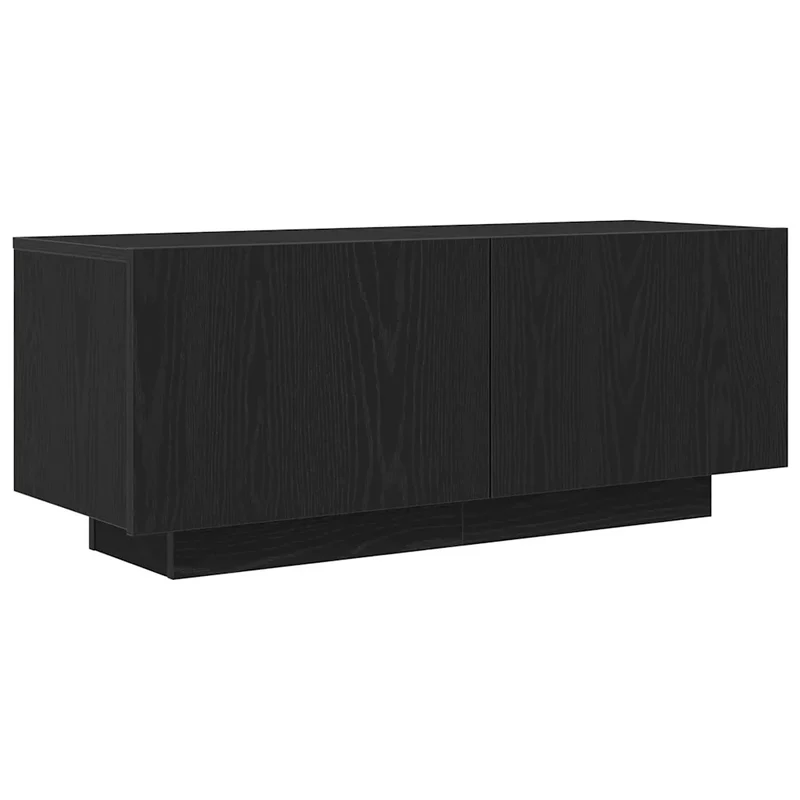 Meuble TV noir moderne épuré rangement pratique 100 x 35 x 40 cm en bois d'ingénierie noir 02_0051888