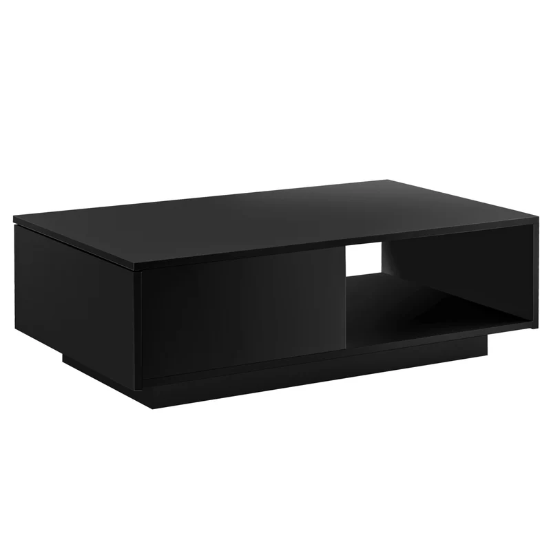 Table basse de salon avec tiroir et compartiment de rangement 95 x 55 cm panneau 15 mm noir 03_0006144