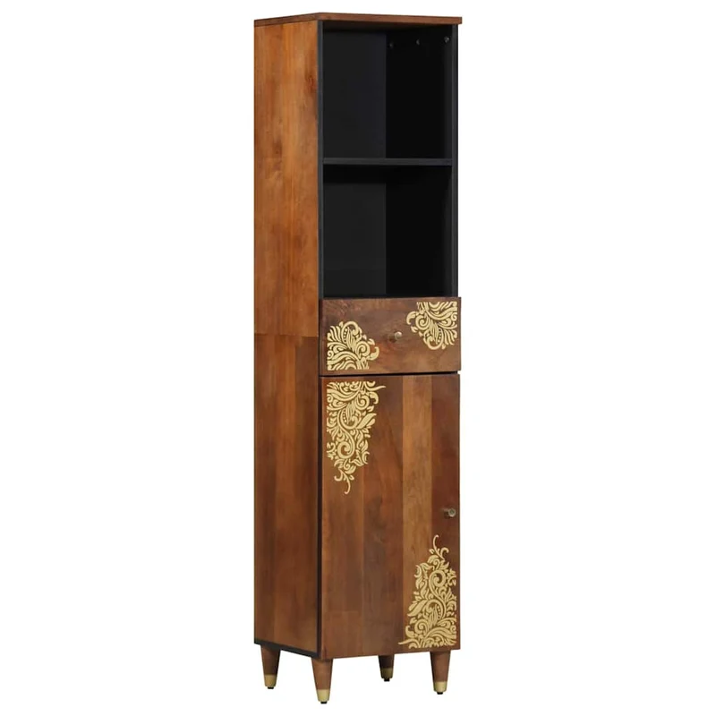Buffet rectangulaire moderne avec rangement et porte affleurante 38 x 33 x 160 cm en bois de mangue marron miel 02_0057879