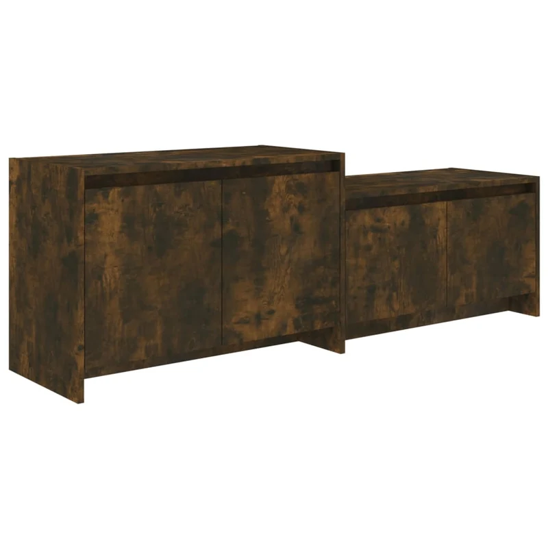 Meuble TV multimédia étagère télévision buffet téléviseur salle à manger salon chambre chêne fumé 146,5 x 35 x 50 cm bois d'ingénierie brun 02_0027334