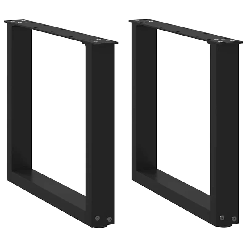 Lot de 2 pieds de table basse en U noirs 50 x 42-43 cm avec niveleurs réglables design moderne en acier noir 02_0057396