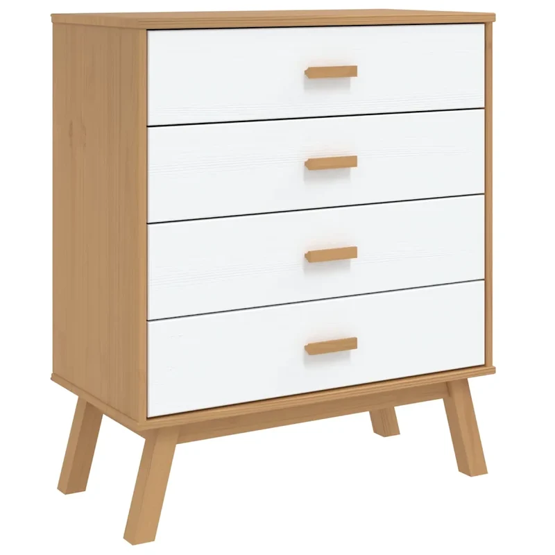 Armoire à tiroirs scandinave bois massif 76,5 x 39 x 90 cm grand espace de rangement design blanc 02_0047357