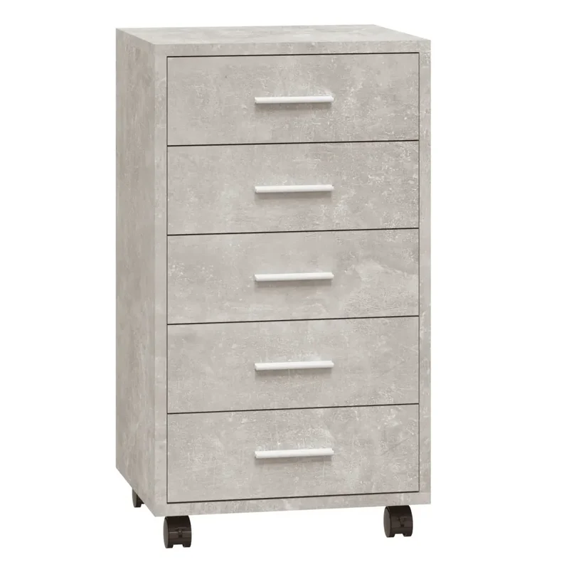 Armoire à tiroirs moderne avec roulettes 33 x 38 x 63 cm pratique flexible bureau en bois d'ingénierie gris béton 02_0047077