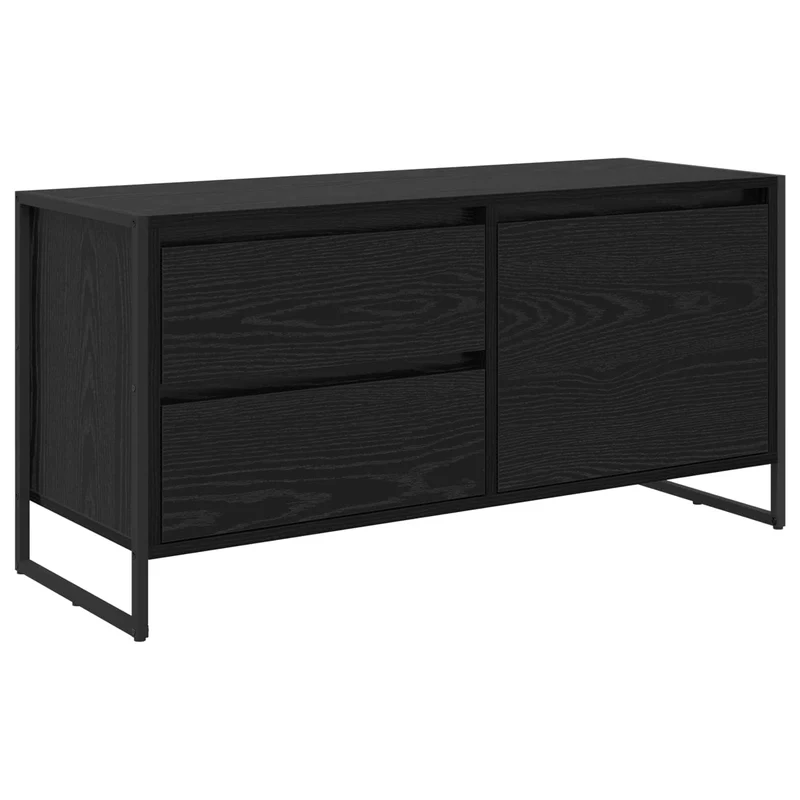Meuble TV industriel avec rangement généreux 100 x 36 x 49.5 cm en bois d'ingénierie noir 02_0054565