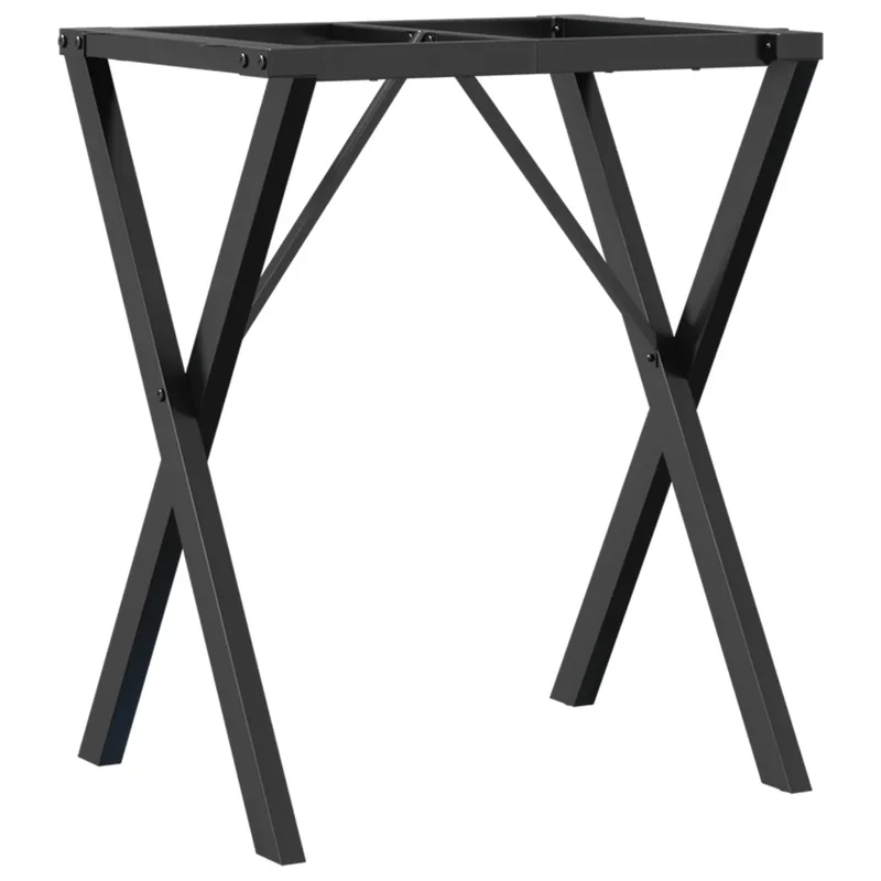 Pieds de table à manger cadre en X 60 x 50 x 73 cm robustes modernes en acier noir 02_0047241