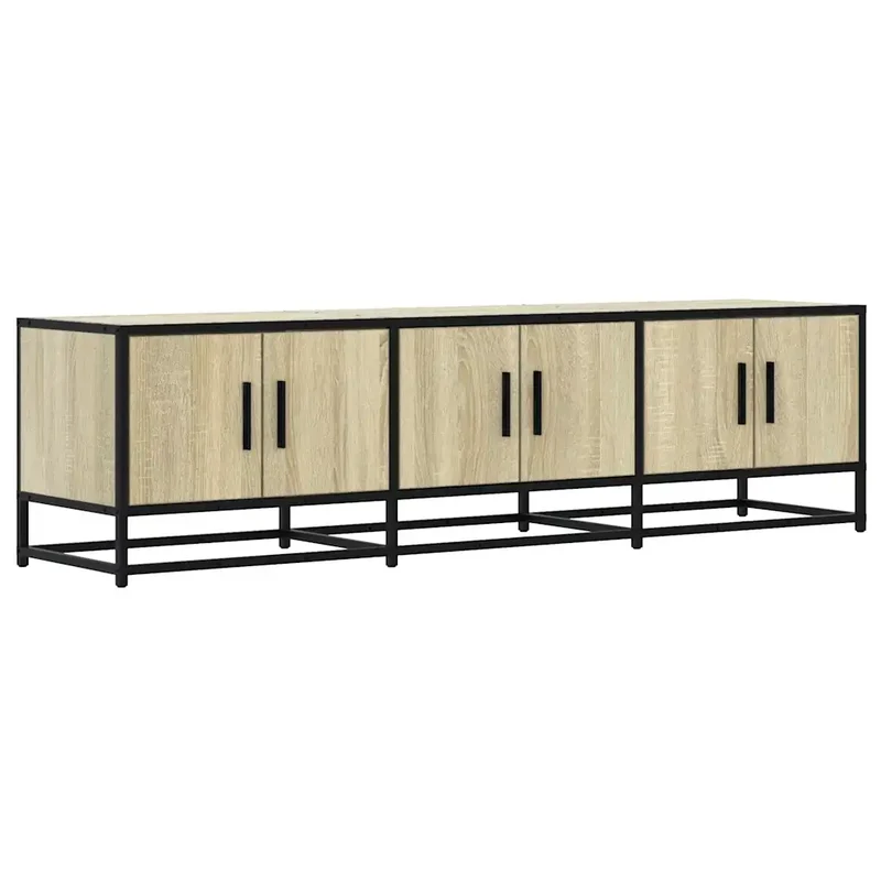 Meuble TV industriel avec grand rangement 150 x 35 x 41 cm en bois d'ingénierie chêne sonoma 02_0049611