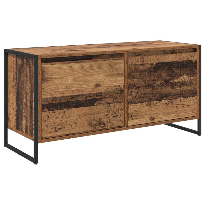 Meuble TV en bois d'ingénierie moderne style industriel 100 x 36 x 49.5 cm rangement pratique en bois ancien 02_0054569