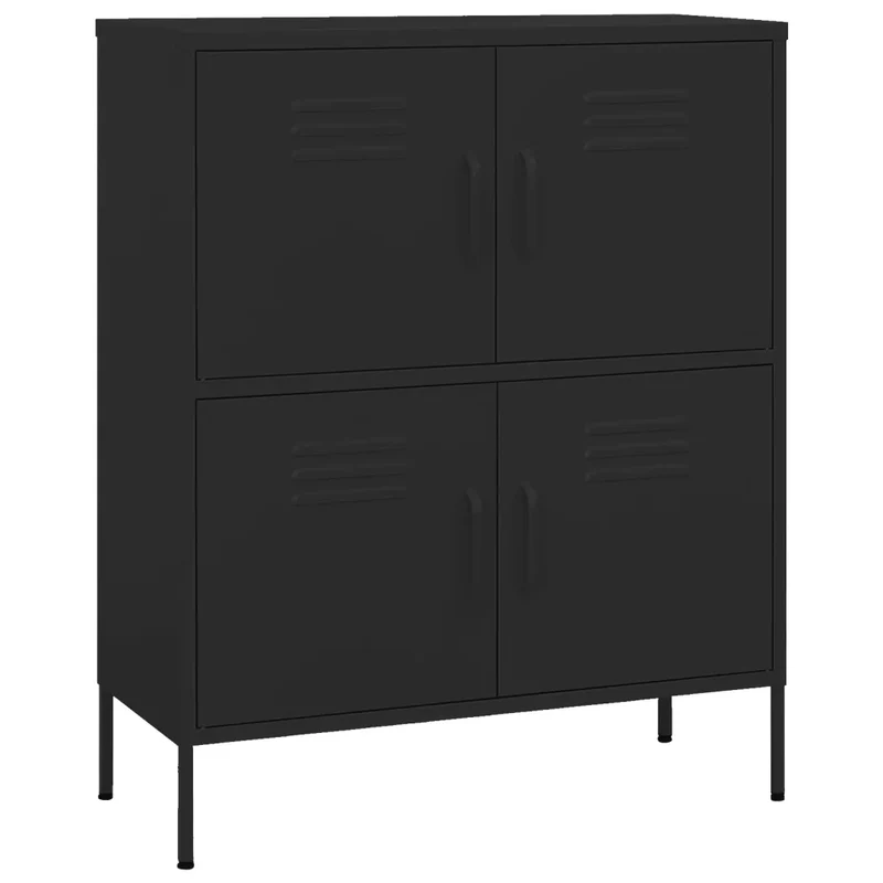 Armoire de rangement moderne avec 2 étagères réglables 80 x 35 x 101,5 cm en acier noir 02_0046833