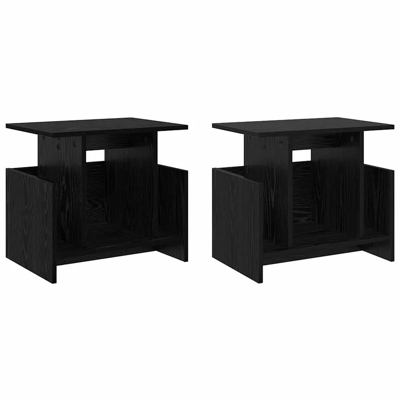 Lot de 2 meubles TV rectangulaires modernes rangement spacieux 50 x 35 x 45 cm en bois d'ingénierie noir 02_0054718