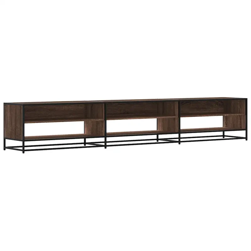 Meuble TV industriel avec grand espace de rangement 270 x 40 x 46 cm en bois d'ingénierie chêne marron 02_0055626