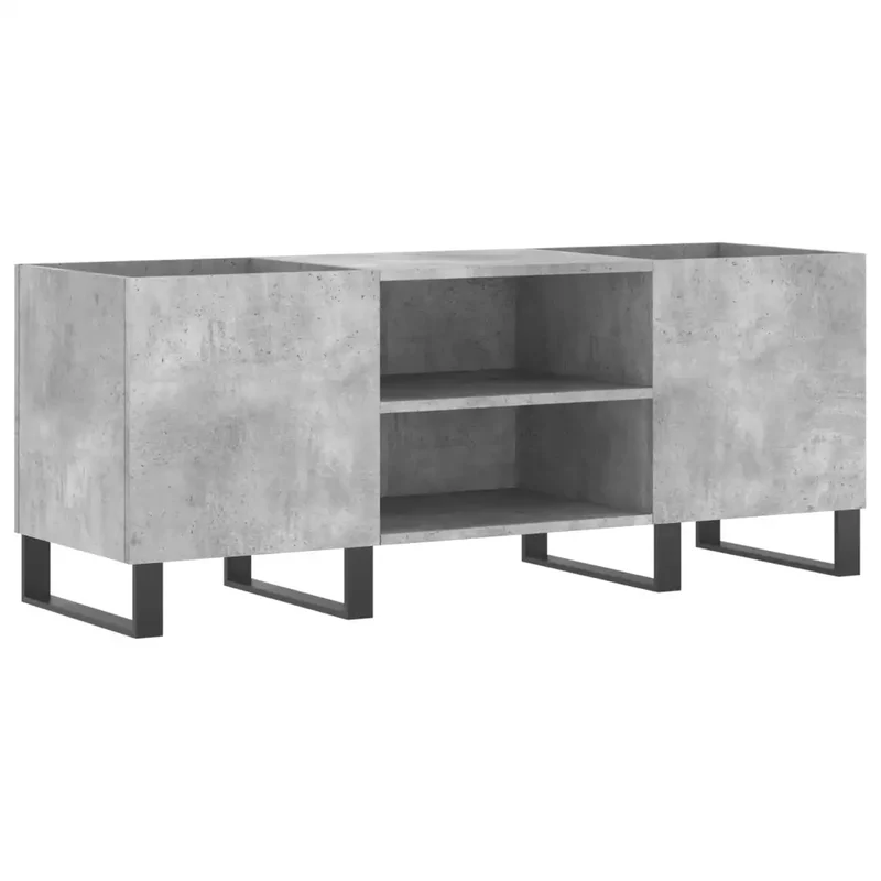 Armoire à disques classique spacieuse 121 x 38 x 48 cm style industriel en bois d'ingénierie gris béton 02_0049098