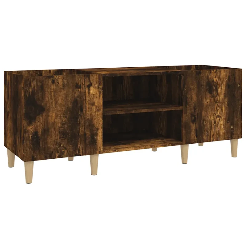 Armoire à disques pratique espace de rangement 121 x 38 x 48 cm en bois d'ingénierie chêne fumé 02_0049192