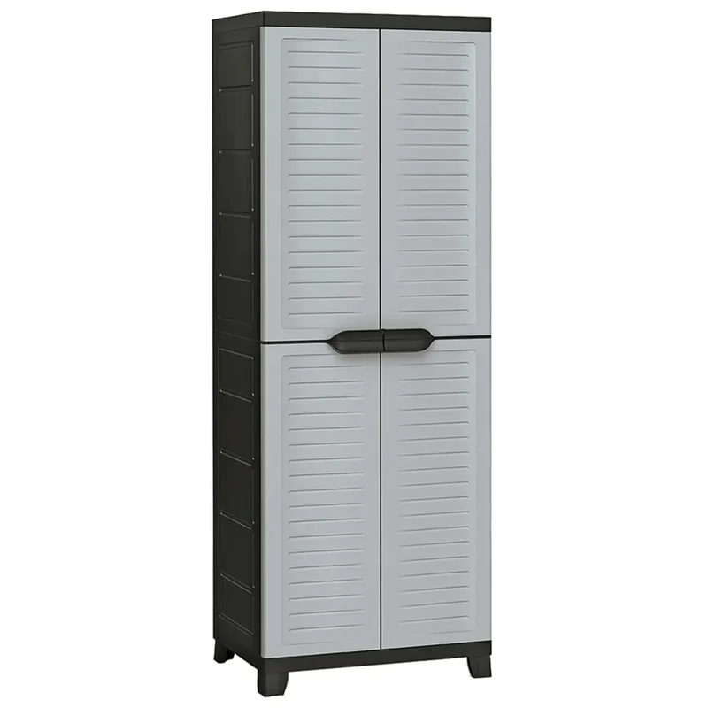 Armoire de rangement compacte 65 x 45 x 181 cm avec étagères réglables design moderne en plastique gris 02_0046950