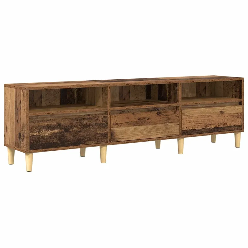Meuble TV rectangulaire rustique étagères pratiques 150 x 30 x 45 cm en bois d'ingénierie bois ancien 02_0052479