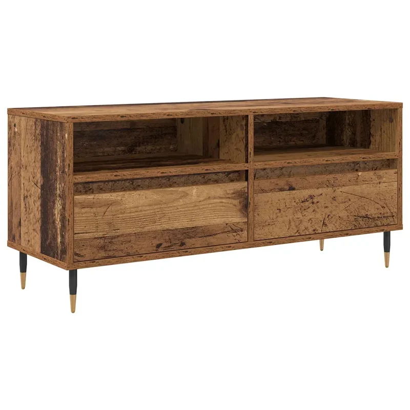 Meuble TV avec tiroir style contemporain rangement efficace 100 x 34,5 x 44,5 cm en bois ancien 02_0052742