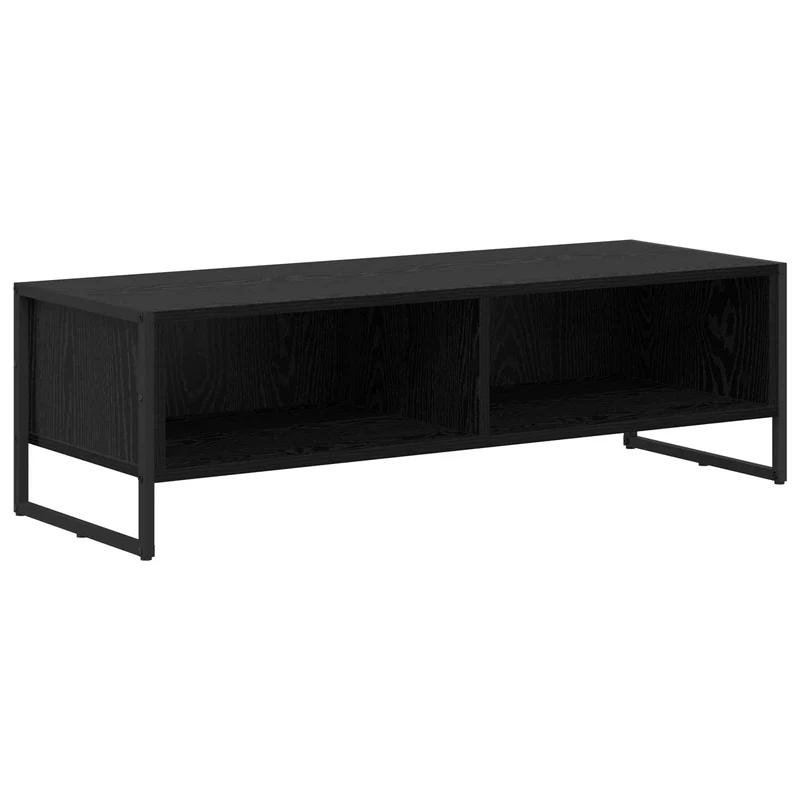 Meuble TV rectangulaire moderne style industriel 100 x 36,5 x 30,5 cm en bois d'ingénierie noir 02_0054553