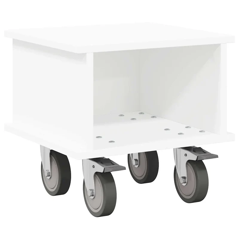 Meuble TV rectangulaire moderne avec rangement pratique 37 x 35 x 35 cm en bois d'ingénierie blanc 02_0054747