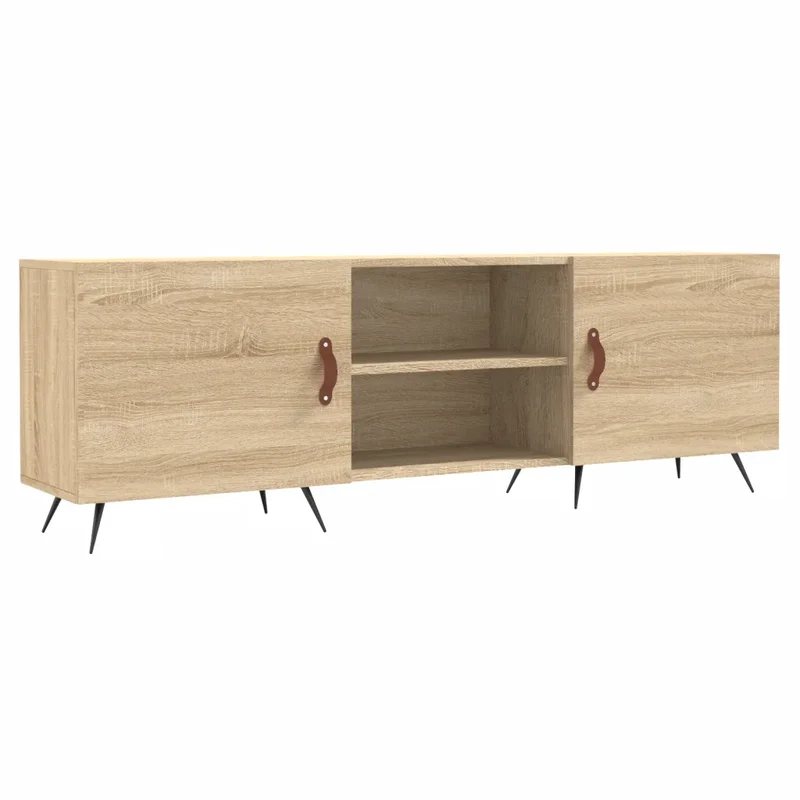Meuble TV pratique avec rangement spacieux 150 x 30 x 50 cm en bois d'ingénierie chêne sonoma 02_0048700
