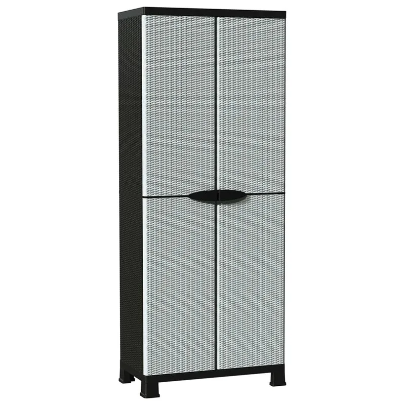 Armoire de rangement en plastique gris 68 x 39 x 171 cm compacte avec étagères réglables design moderne 02_0046945