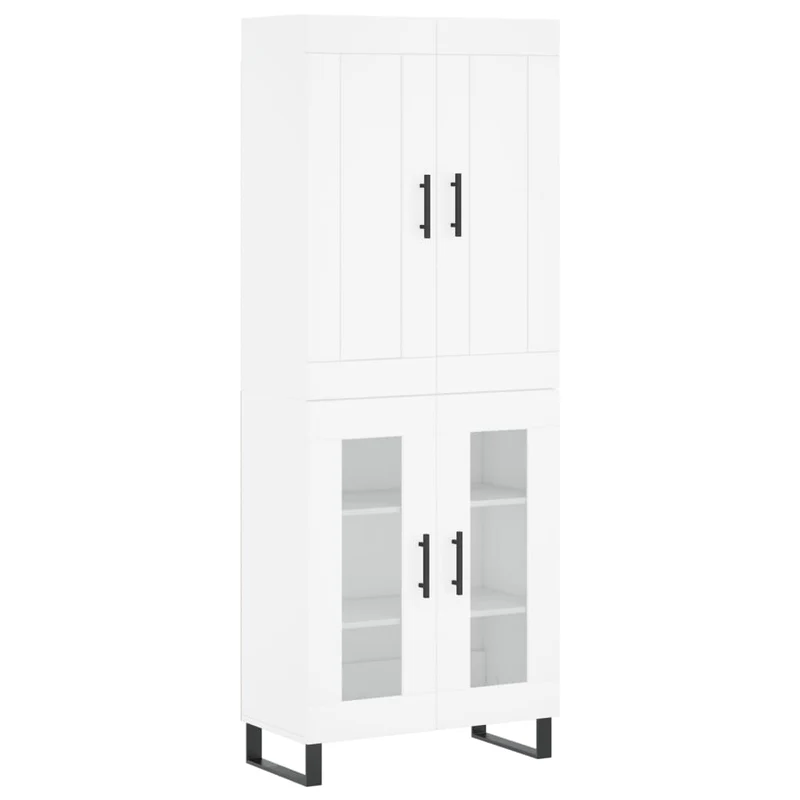 Buffet bahut commode armoire meuble de rangement organisateur cuisine salle de séjour salon haut 69,5 x 34 x 180 cm bois d'ingénierie blanc 02_0032707