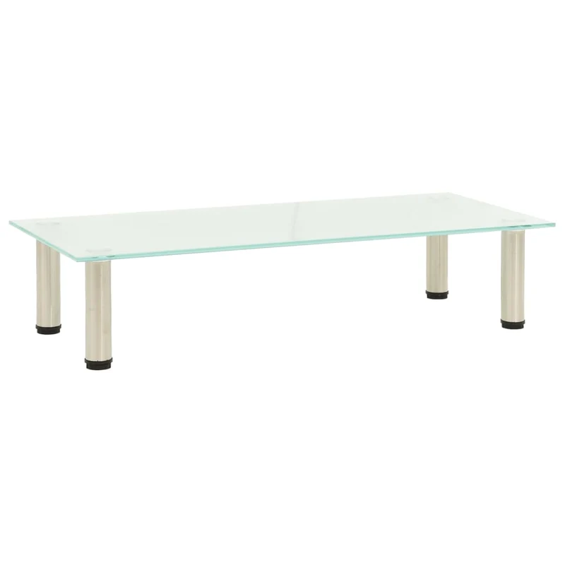 Meuble TV multimédia étagère télévision buffet téléviseur salle à manger salon chambre Givré 80 x 35 x 17 cm Verre trempé transparent 02_0027628
