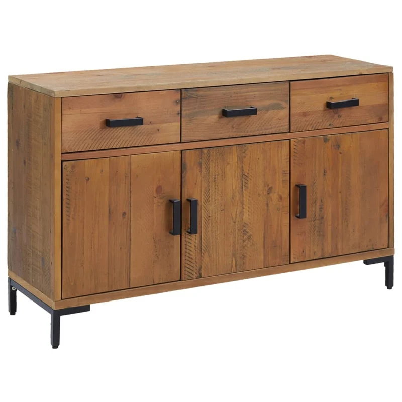 Buffet bahut commode armoire meuble de rangement organisateur cuisine salle de séjour salon 110 x 35 x 70 cm bois de pin massif marron 02_0035716