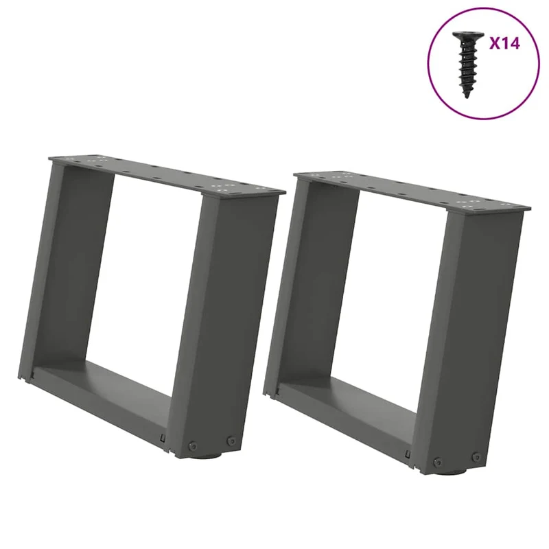 Lot de 2 pieds de table basse en U design moderne stabilité réglable 40 x 30 cm en acier anthracite 02_0057027