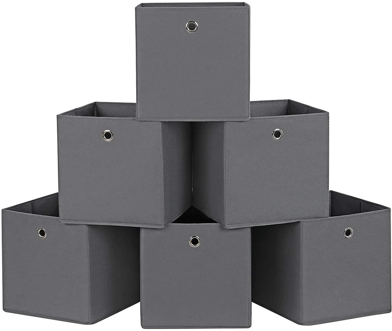 6 Boîtes de rangement pliable 30 x 30 x 30 cm gris 12_0000129