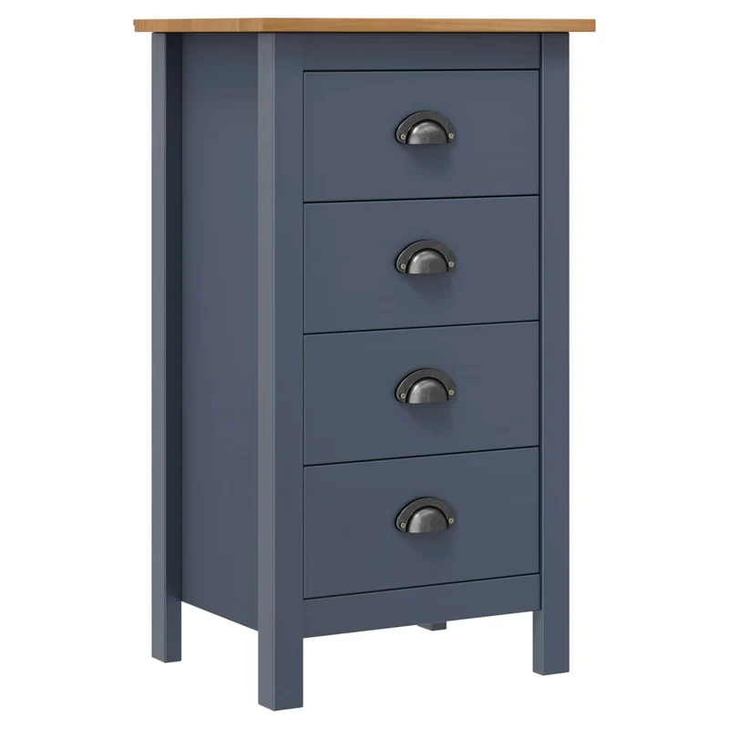 Buffet bahut commode armoire meuble de rangement organisateur cuisine salle de séjour salon Hill 46 x 35 x 80 cm bois de pin solide gris 02_0035674